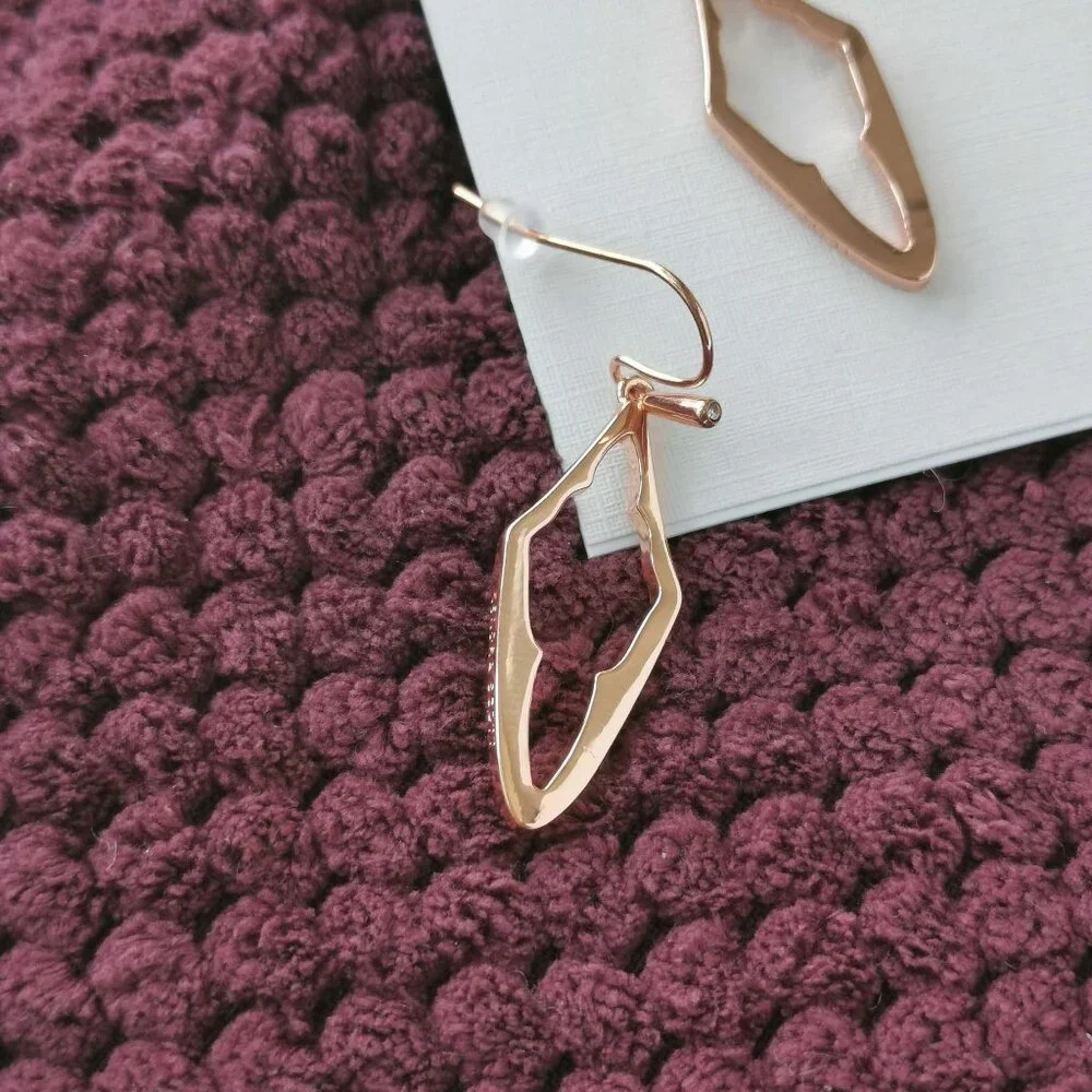 Kendra Scott Rose Gold Elongated Abbie Open Frame Earrings NEW - Picture 2 of 3